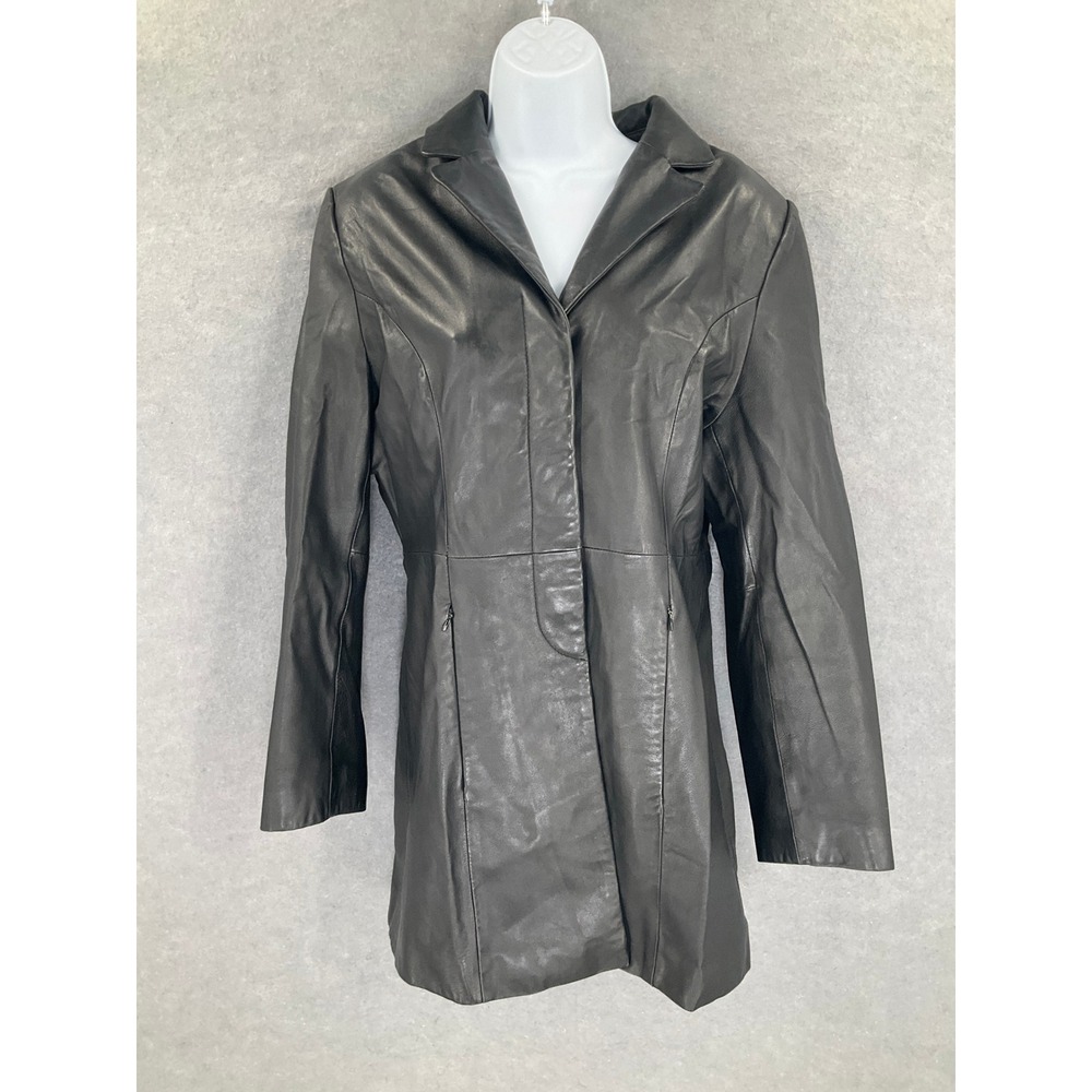 Wilson's‎ Pelle Studio Black Leather Blazer Womens Sz M 90s Y2K Vintage Jacket